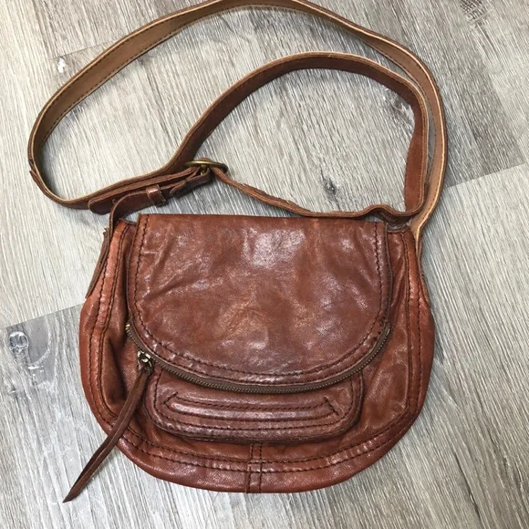 Lucky Brand Mini Saddle Bag Crossbody Adjustable Strap Cognac